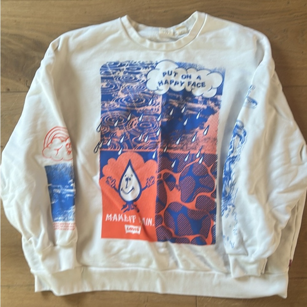 Levi's White Sweatshirt with Blue Graphic